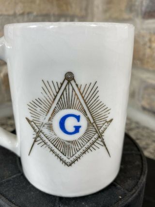 Vintage Freemason Masonic Lodge Mug Square & Compass Symbol Ceramic Coffee 2