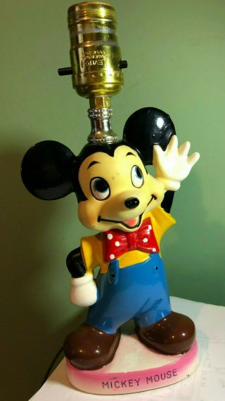 Antique Vintage Mickey Mouse Ceramic Lamp By Walt Disney Productions