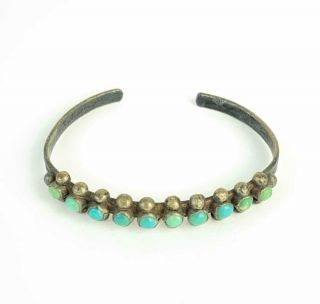 Vintage Native American Indian Turquoise Sterling Silver Cuff Bracelet Jewelry