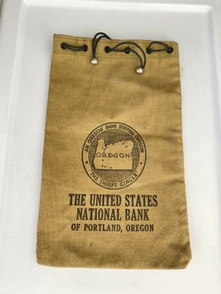 Vintage UNITED STATES NATIONAL BANK of PORTLAND OREGON Bank Deposit Bag s9 2