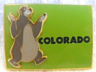 2002 Disney 3d Trading Pin State Character Colorado Baloo Bear From Jungle Book