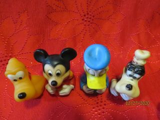 4 Vintage Walt Disney Mickey Mouse Donald Duck Pluto Goofy Finger Puppets PVC 2