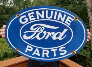 Vintage Ford Motors Porcelain Sign Gas Oil Pump Plate Service Station Dealer