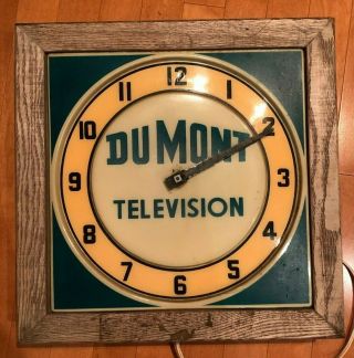 Vintage 1950s Dumont Television Light Up Clock -