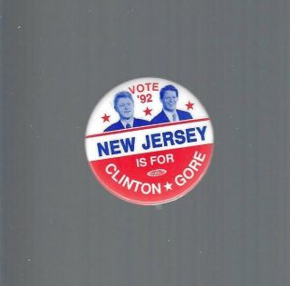 1992 Clinton & Gore Small 1 1/2 " Jersey Jugate Picture Campaign Button