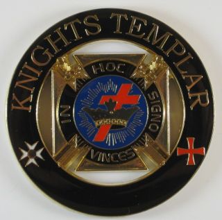 Auto Emblem Knights Templar Cut Out Metal Enamel Freemason Mason Masonic