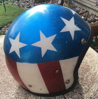 S/m Vintage Red White Blue Stars Easy Rider Motorcycle Helmet 1960 