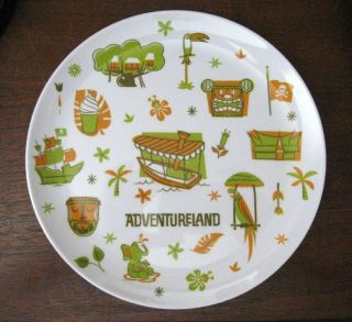 Vintage Disney Parks Disneyland Melamine 8 " Plate Adventureland Collectible Map