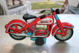 Vintage 1960 Venus Made In Japan Tin Litho Metal Friction Toy Motorcycle