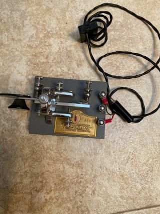 Vintage Vibroplex Ham Radio Morse Code Telegraph Key,  Cable