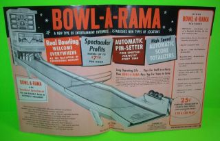 Bowl - A - Rama Bowling Alley Arcade Flyer United 1960 Game Art Ball Bowler