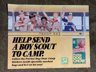 Bsa,  Help Send A Boy Scout To Camp Poster,  Purina Dog Chow,  1987 Printing