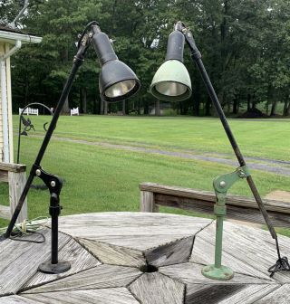 (2) Vintage Sewing Machine Lamp.  Industrial Task Light Bench Shop Factory.