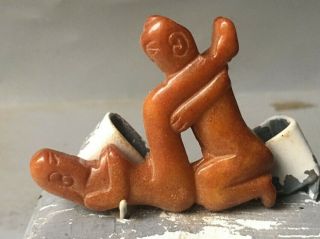Old China Natural Jade Hand - Carved Jade Man And Woman Sex Statue Pendant 225