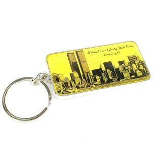 Pre - 9/11 World Trade Center Twin Towers Enameled Keychain Key Ring,  Jersey City 3