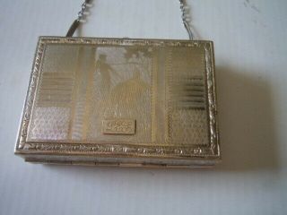 Vintage Silver Tone Engraved Compact/dance Purse Coin Holder