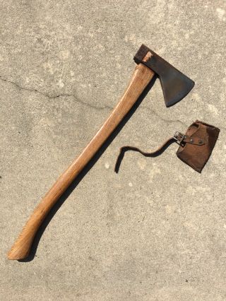 Vintage Norlund Hudson Bay 26 Inch Axe Tomahawk Style With Sheath -