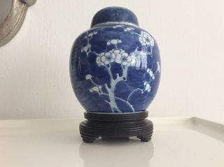 Antique Vintage Chinese Blue White Prunus Jar