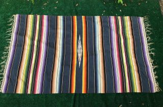 Vintage Mexican Serape Saltillo Hand Woven Blanket,  Rug,  Throw 86x50