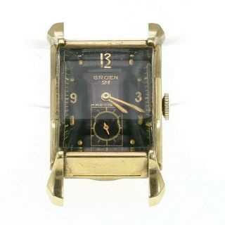 Vintage Gruen Curvex Precision Mens Watch 10k Gold Filled Black Chrono Dial