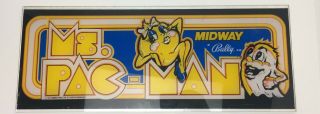 Orginal 1981 Bally Midway Ms.  Pac - Man Arcade Video Game Marquee Plexi (pick One)