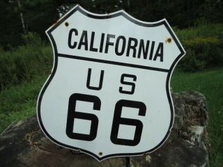 1950s Vintage Old U.  S.  California Route 66 Porcelain Road Sign Highway Sign