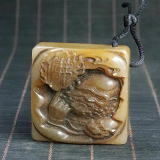 Chinese Exquisite Shoushan Stone Hand Carved Buddha Statue Seal 50103