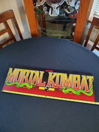1992 Midway Mortal Kombat Arcade Marquee Translite