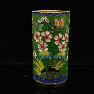 Chinese Antique Cloisonne Flowers Pattern Pen Holder Jtl057