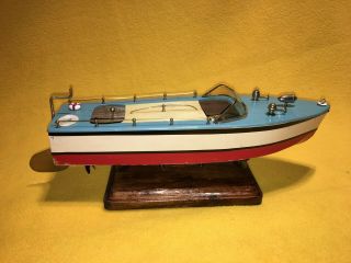 Vtg Toy Wooden Motor Boat Tmy U - Motor.  Pond Motor.