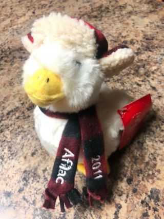 Macys Plush Aflac Holiday Duck 6 " From 2011 Plaid Scarf Cap