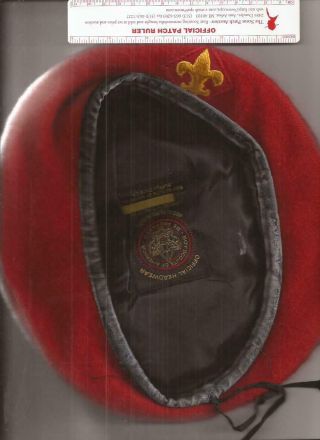 Vintage Headwear Boy Scout Bsa Red Wool Beret Hat Cap Size L 7 1/8 - 7 1/4