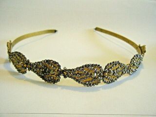 Vintage Victorian Edwardian Hair Band Tiara Cut Steel Gold And Silver