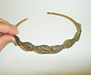Vintage Victorian Edwardian Hair Band Tiara Cut Steel Gold and Silver 3