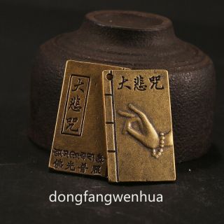 China Tbiet Bronze Copper Buddhism Buddha Hand 大悲咒 Pendant Sculpture Statue