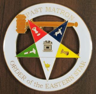 Auto Emblem Oes Past Matron Metal Enamel Freemason Mason Masonic