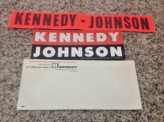3 Jfk Kennedy Johnson Campaign Items 1960 Presidential Campaign