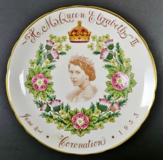Queen Elizabeth Ii 1953 Coronation Plate Tuscan Fine English Bone China 8 3/16 "