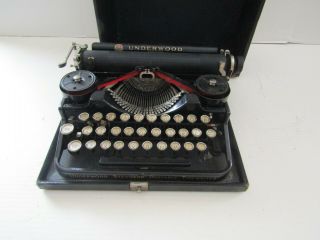 Vintage 1920s Black Underwood Standard Miniature White Keys Portable Typewriter