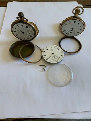 Vintage Pocket Watches For Spares And Repair 3 X Movements Still Ticking Away