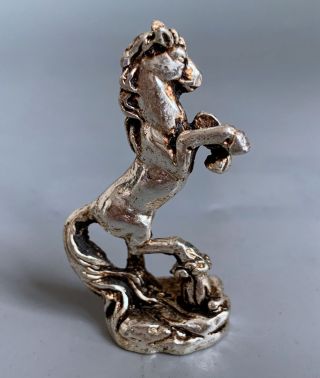 China Collectable Old Decor Tibet Silver Carve War Horse Auspicious Luck Statue