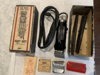 Vintage Oster Model 10 Heavy Duty Progienic Electric Clipper & 2 Blades