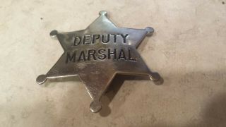 Vtg.  Authentic Heavy Stainless Steel Deputy Marshal 6 Pointed Star Badge Pat 2
