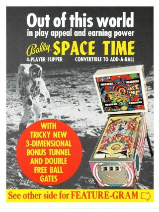 Bally Space Time Pinball Machine Flyer Brochure