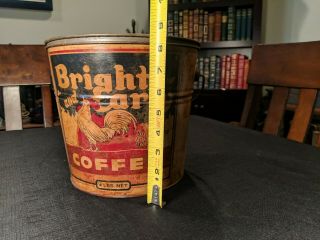 Vintage Bright and Early Coffee Tin Bucket 4 lb.  Lid and Handle Duncan 3