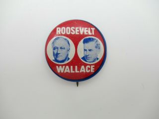 ROOSEVELT WALLACE 1940 US Presidential Campaign Pinback Button 3