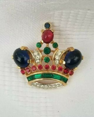 Vintage Trifari Alfred Philippe Jewels Of India Crown Pin Brooch
