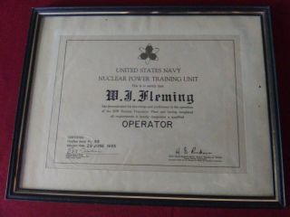 1955 United States Navy Nuclear Power Training Unit Framed Operator Certificate