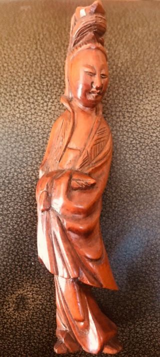 Vintage Chinese Hand Carved Wood Guanyin Figure - - 4.  5”