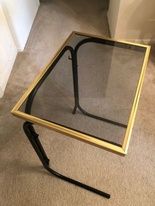 Vintage Glass And Metal Tv Dinner Tray - Set Of Two